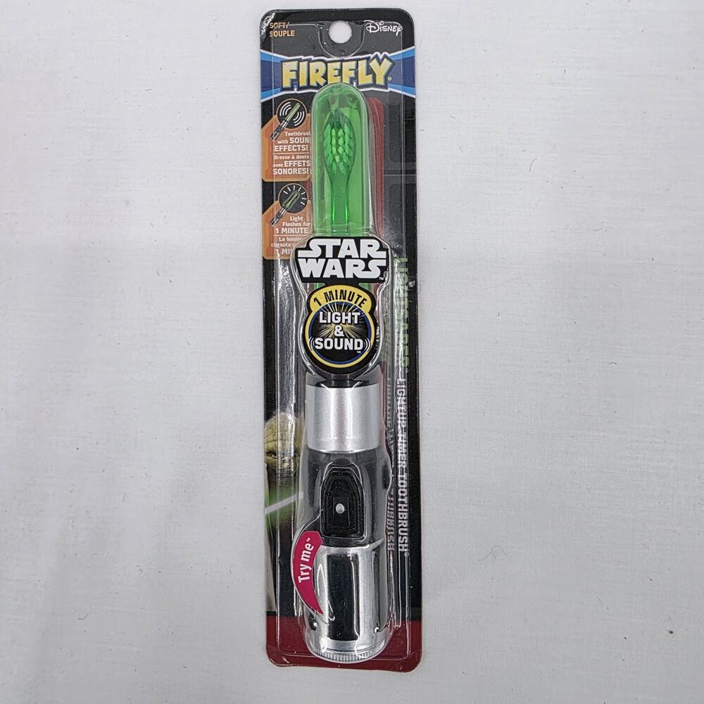 Firefly Star Wars Yoda Lightsaber Toothbrush Light Sound 1 Minute Timer NIP Kids